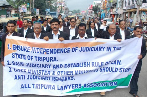 All Tripura Lawyers protest rally: blames Tripura CM as 'Anti-Judiciary'